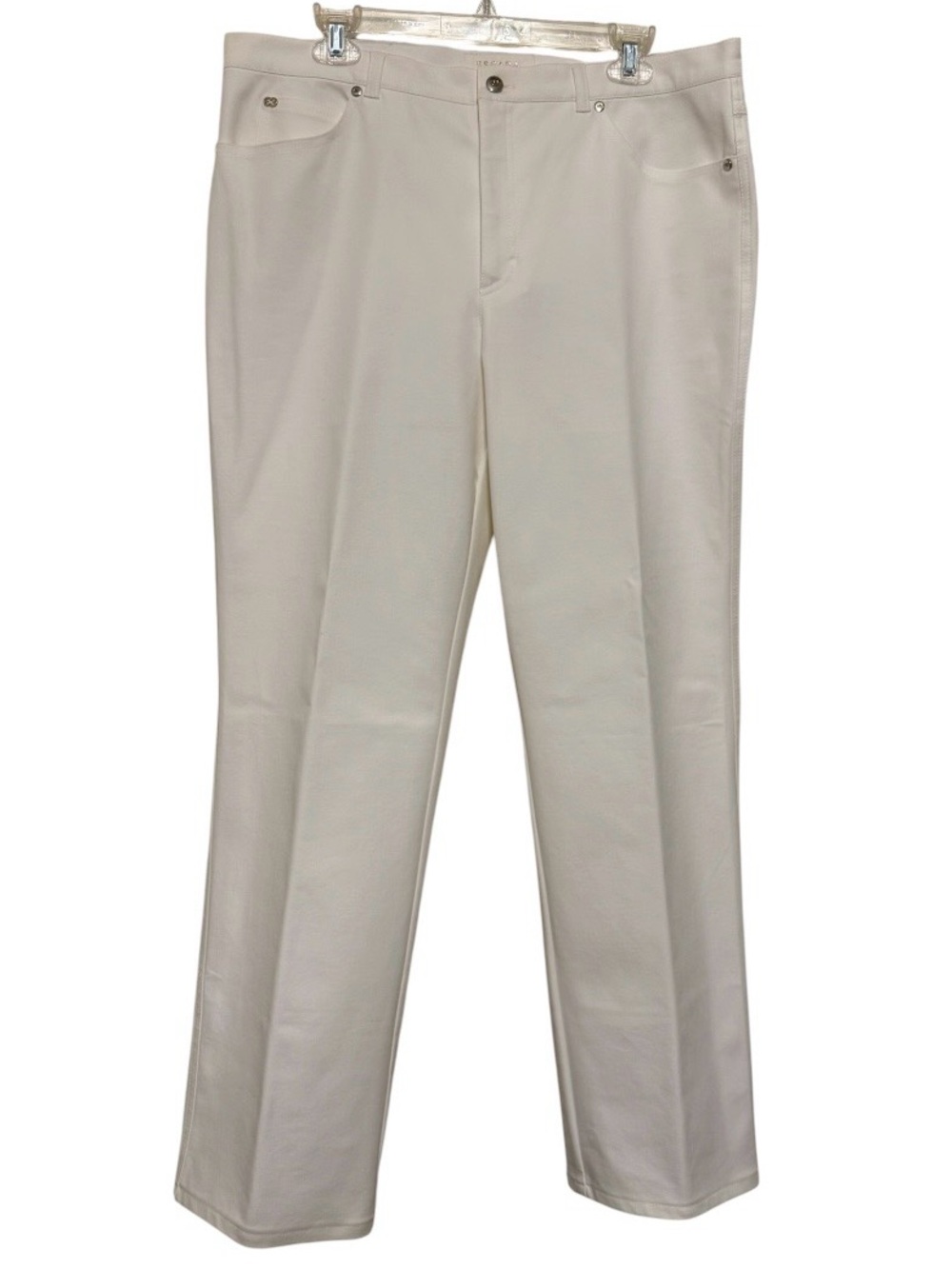 ESCADA White Stretch Straight Leg Jeans/Pants Size 46 Logo Hardware
